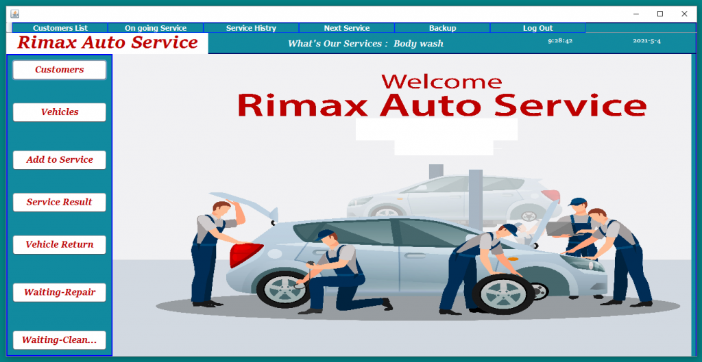 Java project to manage Vehicle Service Center with complete source code and database