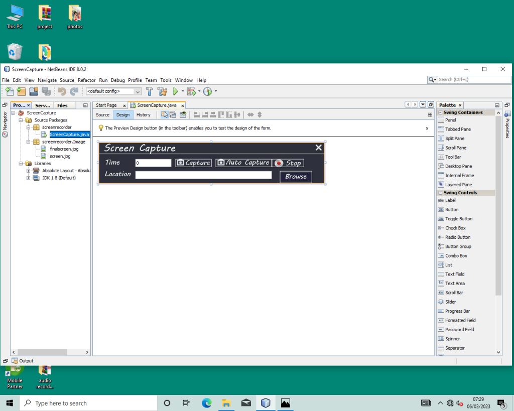 Screen capture application in java with project source code | java screen capture project