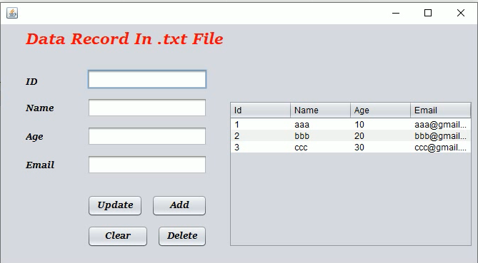 Data save, update and delete in text file | Use text file as a database | Record data in a text file